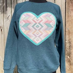 Woven Patchwork Heart Sweatshirt